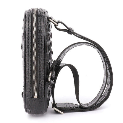 Handcrafted Siamese Crocodile Skin Leather Men's Luxury Small Crossbody Bag