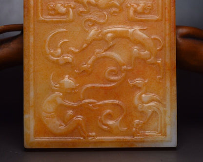 Chinese Old Natural Hetian Jade Carved Exquisite Statue Pendant Jewelry Rare Art
