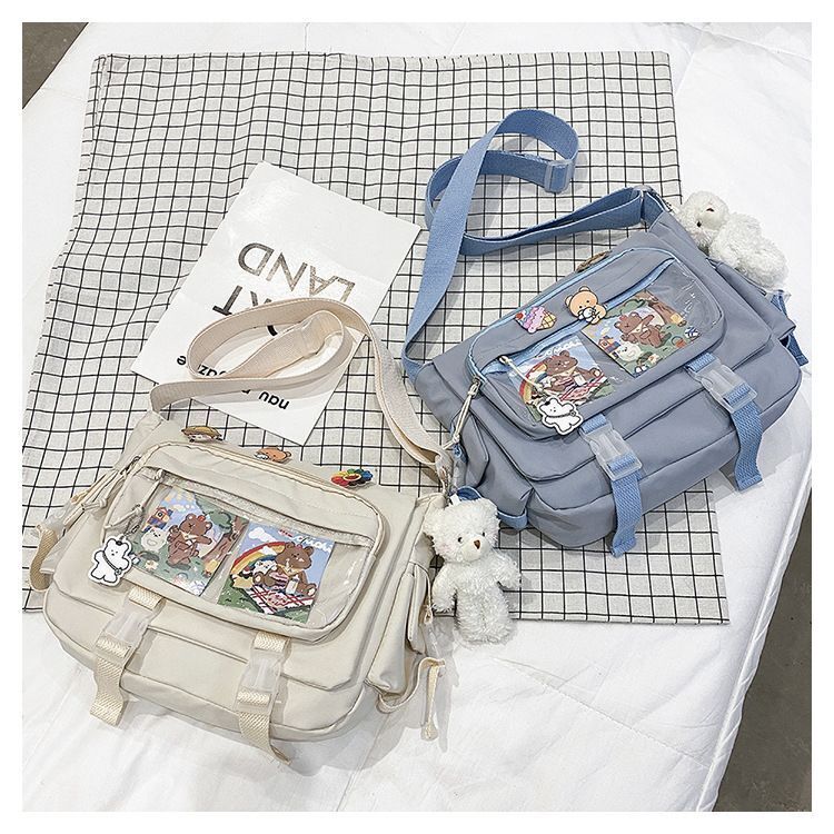 Transparent Pocket Messenger Bag Cartoon Badge Cute Bag Crossbody Shoulder Bags