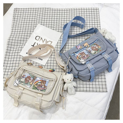 Transparent Pocket Messenger Bag Cartoon Badge Cute Bag Crossbody Shoulder Bags