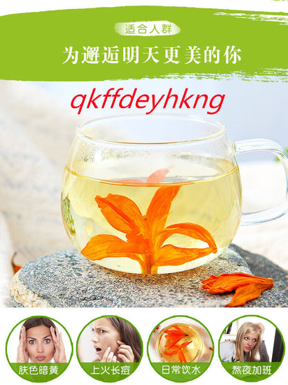 Lanzhou Dried Lily Flower Tea 兰州干百合花茶叶 无硫特级纯天然女性安神养生干百合花 宁心安神、补中益气、延缓衰老 2瓶装共60g