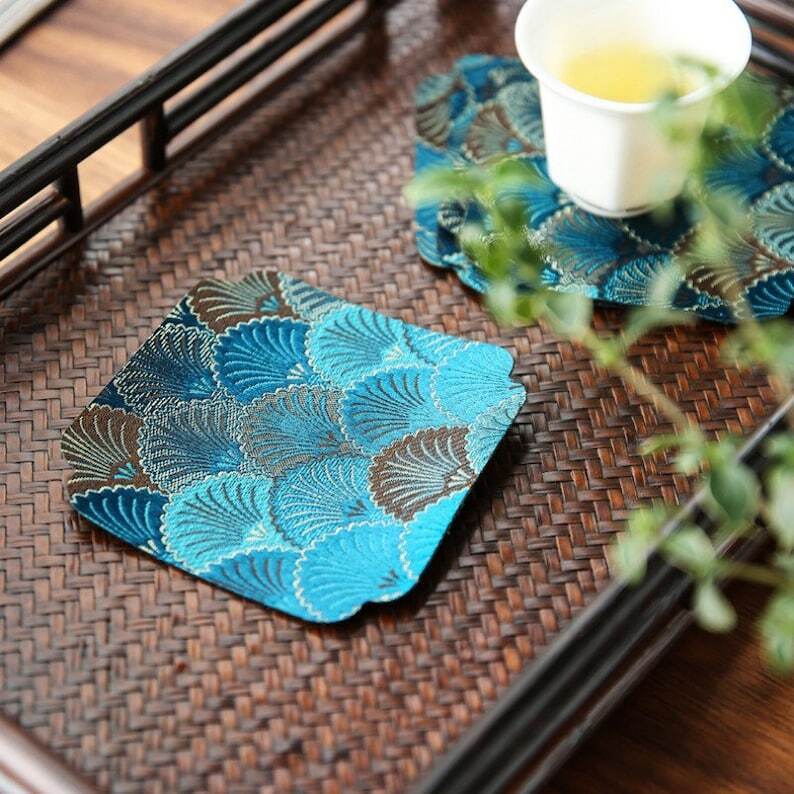 Fabric Scallop Shaped Coaster|Burlap Tea Coaster|Tea Accessories