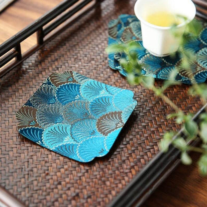 Fabric Scallop Shaped Coaster|Burlap Tea Coaster|Tea Accessories