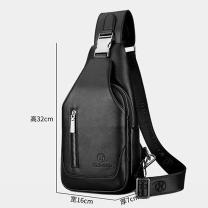 Men's Sling Backpack, Faux Leather Crossbody Chest Bags and Clutch Wallet