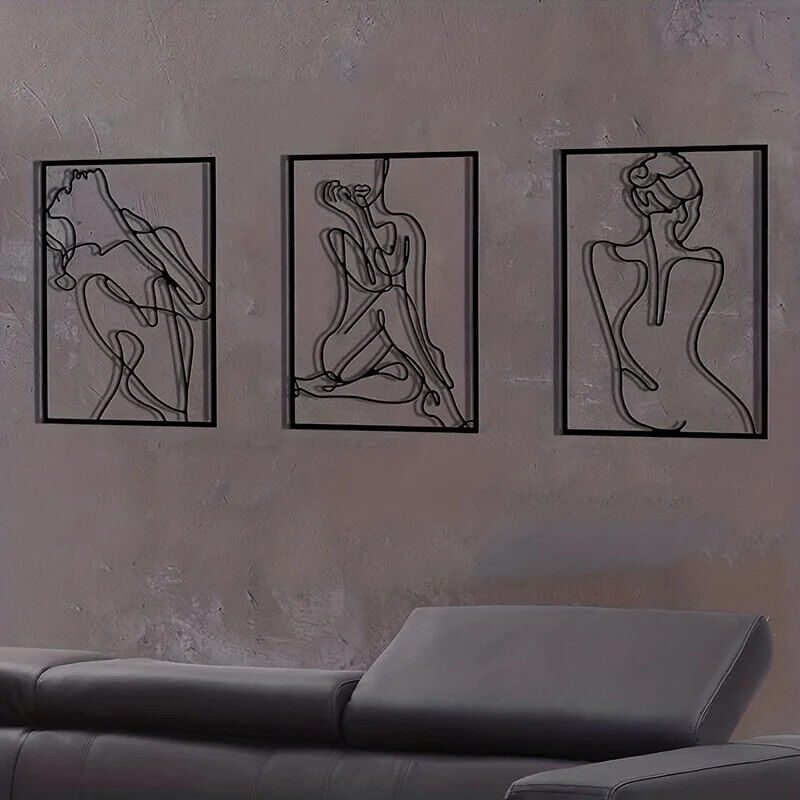 3pcs, Metal Wall Sculptures, Woman Wall Art Line Drawing Wall Art Decor