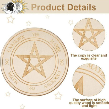Meditation Board Divination Pendulum Star Sun Moon Healing Plate 25x0.3cm Wooden