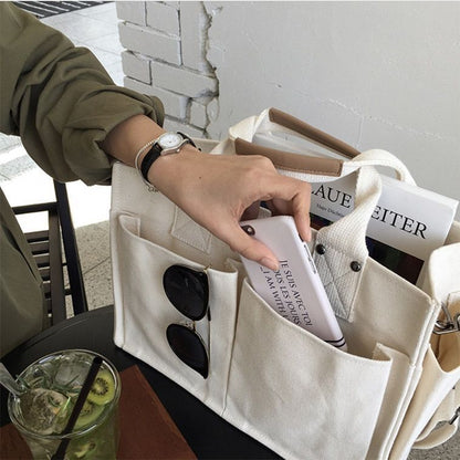 Casual Canvas Large Handbag Wide Strap Shoulder Crossbody Shopper Bag 32*25*13CM