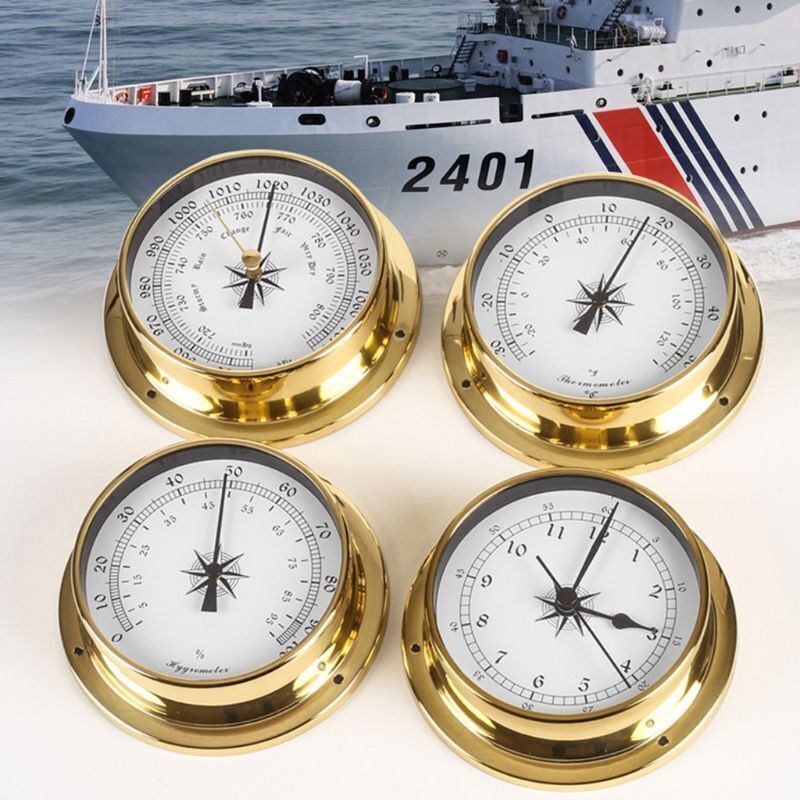 Hygrometer Barometer 115mm Wall Mounted Thermometer Tidal Clock Weather Station