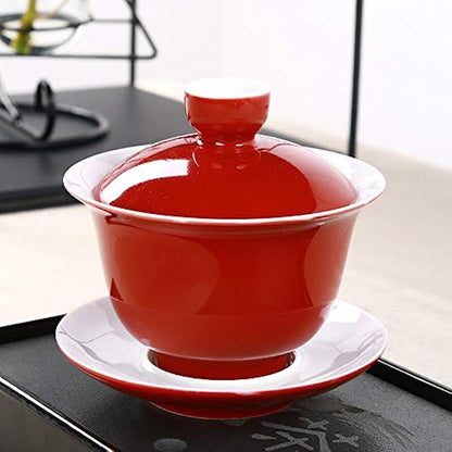 Porcelain Gaiwan 5oz/150ml Teacup Chinese Cover Bowl Tea Cup Lid Saucer Set