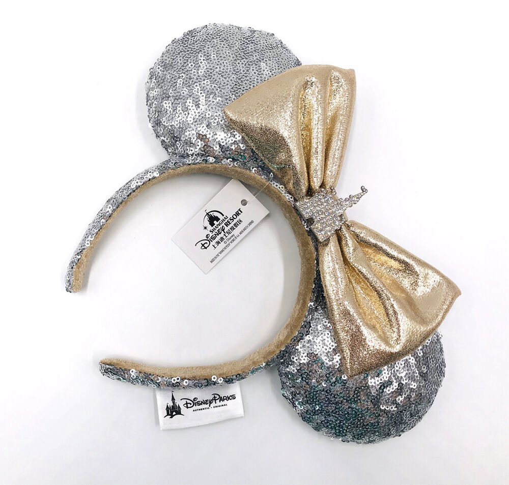 Castle Jewel Silver Sequins Disney Parks Minnie Ears Kids New Hat Bow Headband