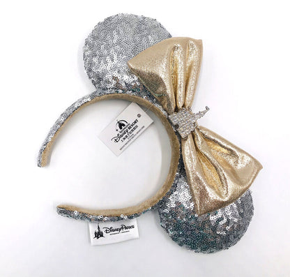 Castle Jewel Silver Sequins Disney Parks Minnie Ears Kids New Hat Bow Headband