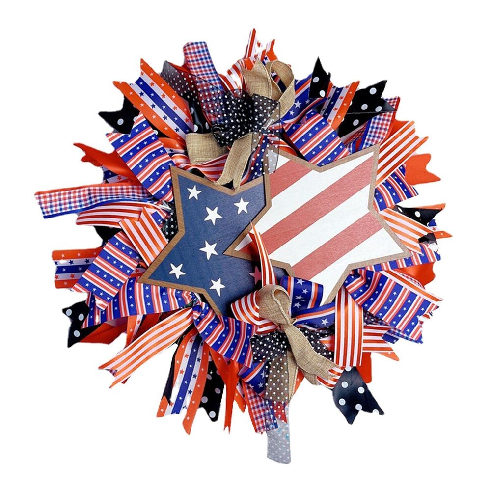 Fourth Of July Door Wreath Decorative Large Hanging For Outside Porch Wall Decor