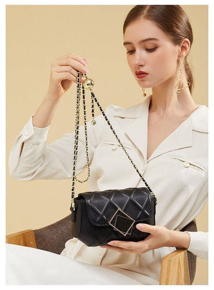 Cowhide Retro Single Chain Real Leather Bag Shoulder Messenger Small Golden Ball