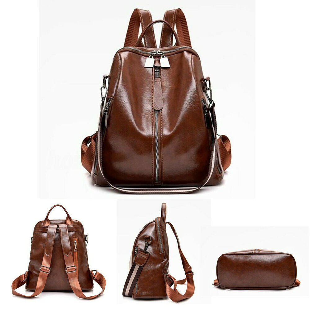Womens Ladies PU Leather Handbags Backpack Shoulder Bags Back To School Rucksack