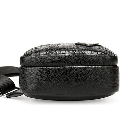 Men's Leather Crocodile Pattern Sling Shoulder Bag Crossbody Bags Clutch Wallet