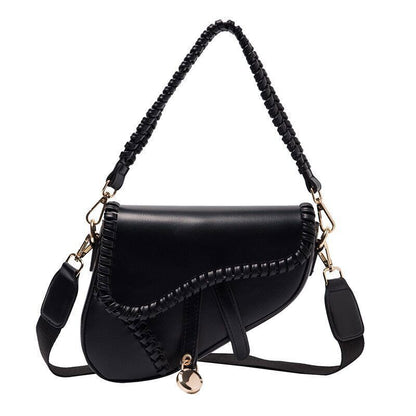 Women Bag One Shoulder Handle Hasp Zipper PU Material Polyester Lock Bag
