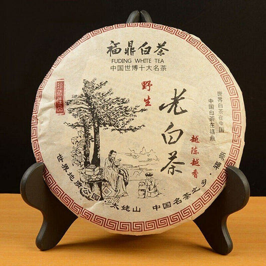 Fuding White Tea Cake Organic Premium Aged Shou Mei Long Life Eyebrow Cake 350g