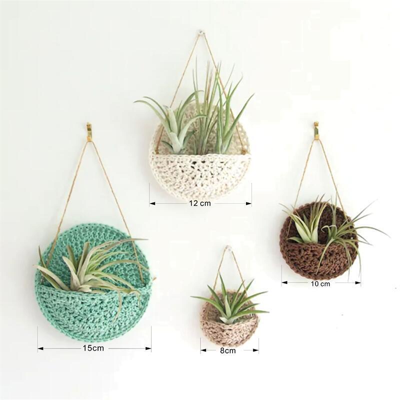 Air Plant Holder Cotton Hand Weaving Multicolor Macrame Bohemian Planter 10-15cm