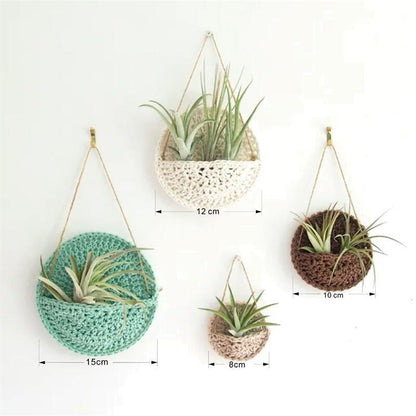 Air Plant Holder Cotton Hand Weaving Multicolor Macrame Bohemian Planter 10-15cm