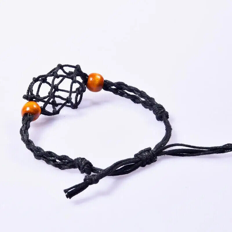 Macrame Bracelet Cord Net Bag Adjustable Empty Without Stone Crystal Gems Holder