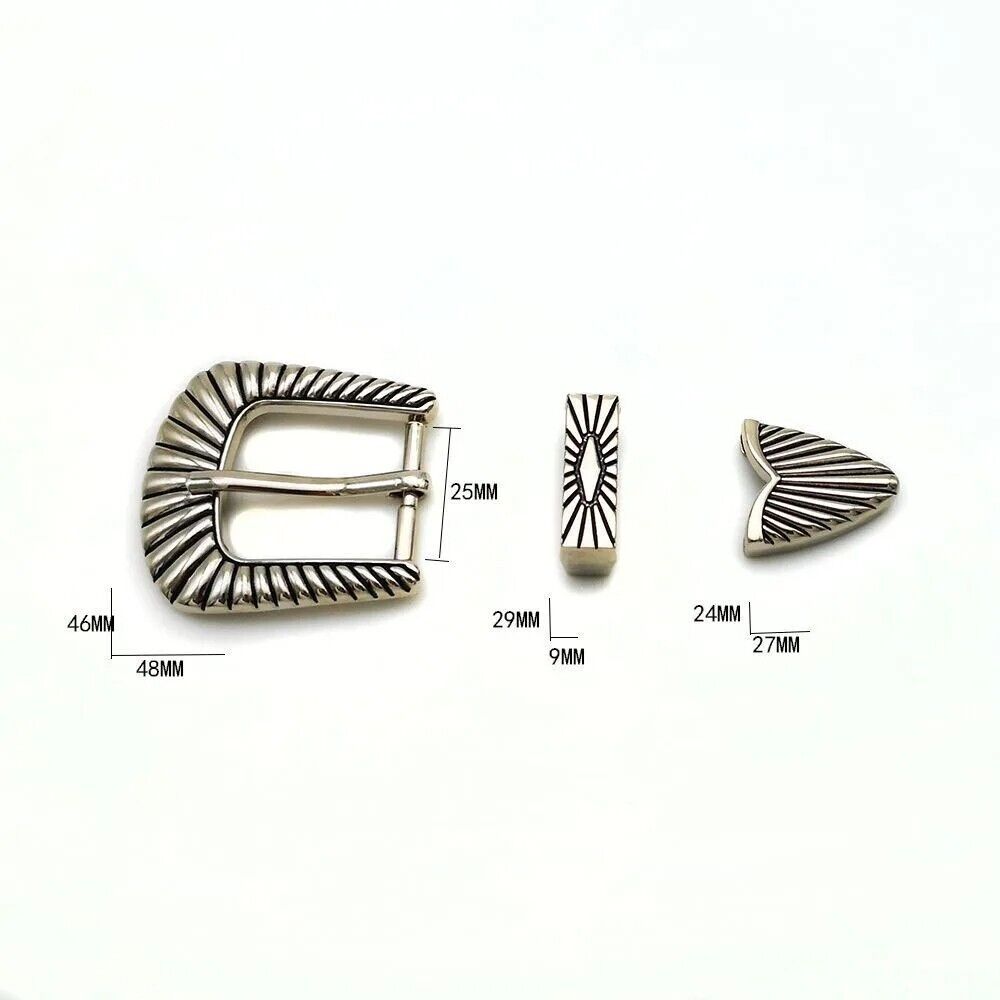 Women Belt Buckle 1'' 25mm Pin Simple Stripes Metal DIY Leathercraft Accessories