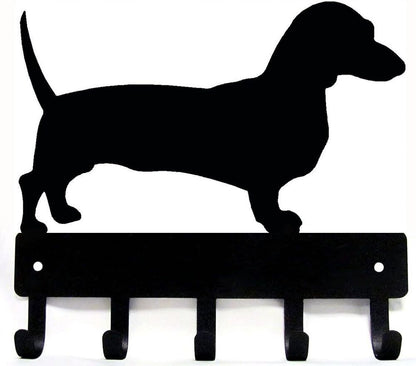 Dachshund Key Rack Dog Leash Hanger - 9 inch Wide/6x5 inch Metal Wall Art