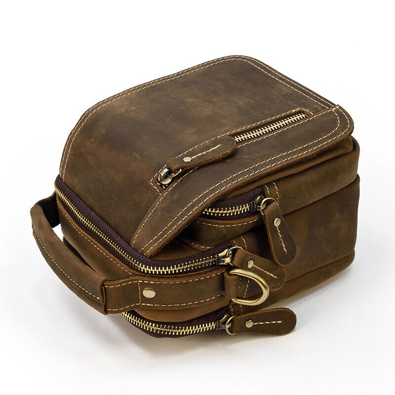 Vintage Men Real Leather Shoulder Bag Cross Body Belt Bag Waist Pack Bum Bag