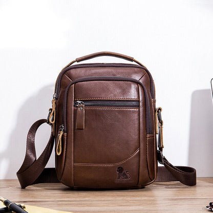 100% Genuine Leather Men's Sling Shoulder Bag Messenger Bag 8" Handbag Crossbody