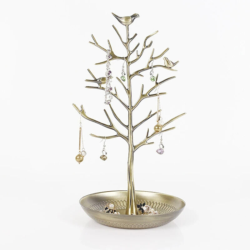 Jewelry Display Stands Metal Bird Tree Earrings Necklace Bracelet Holder 15x33cm