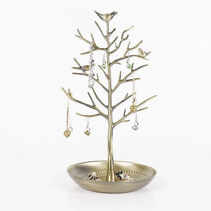Jewelry Display Stands Metal Bird Tree Earrings Necklace Bracelet Holder 15x33cm