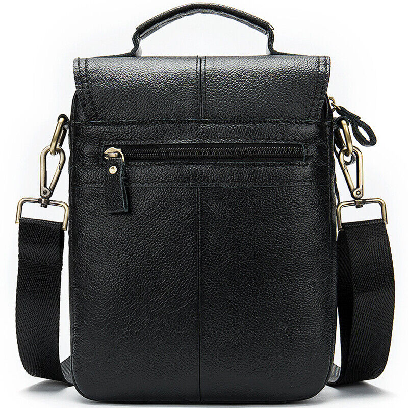 100% Genuine Leather Men's Sling Shoulder/Messenger Bag Double Zipper 8" Handbag