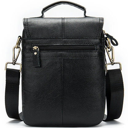 100% Genuine Leather Men's Sling Shoulder/Messenger Bag Double Zipper 8" Handbag