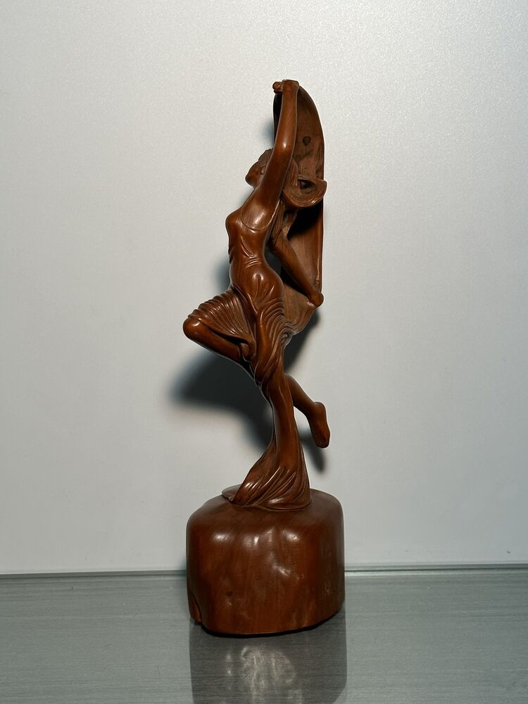 Chinese Boxwood Figures Statues Wood Carving Beautiful Woman Girl Figurine Decor