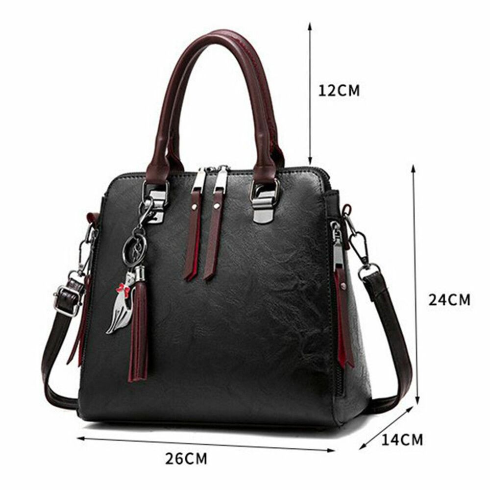 Womens Ladies Casual Retro Oil Leather Handbag Crossbody Bag Tote Shoulder Purse