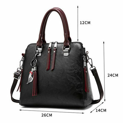 Womens Ladies Casual Retro Oil Leather Handbag Crossbody Bag Tote Shoulder Purse