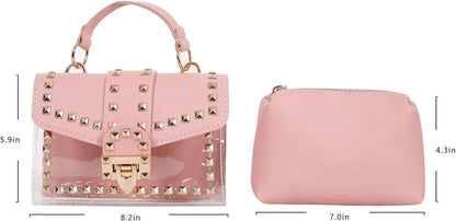 Women's Fashion Clear Purses Handbags Transparent PVC Crossbody Pink Bag Gift