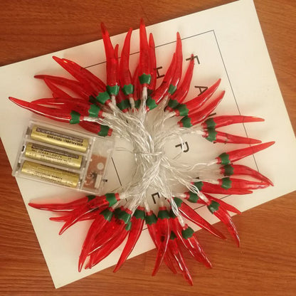 String Lights Red Chili Pepper 9.8Ft 20LED Fairy Lighting USB Battery Night Lamp