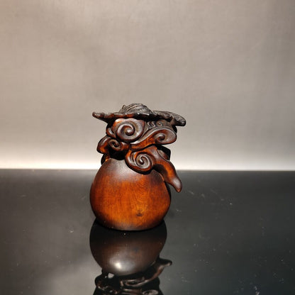 Beautiful Fu Coin Bat Statue Wooden Sculpture Home Decor Gift Decor Ornament Art