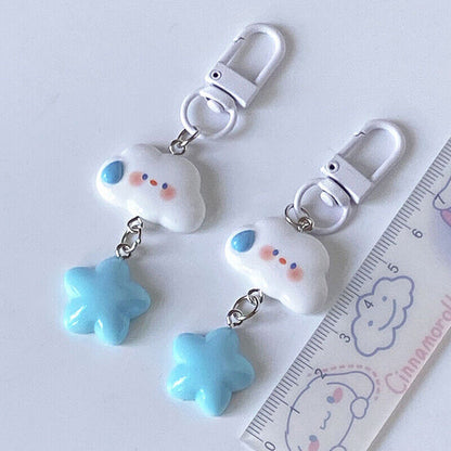 Cartoon Cloud And Star Keychain Car Keys Accessories Kawaii Keyring Bag Pendant