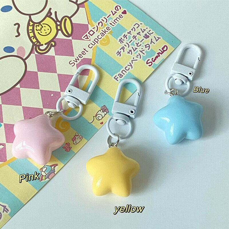 1Pc Cute Star Keychains Headphone Cover Keyring Cartoon Charm Bag Pendants Charm
