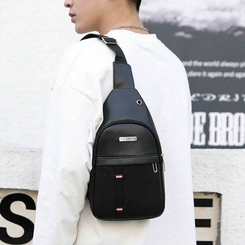 Fashion Shoulder Bag Chest Pack Canvas USB Charging Crossbody Handbag Waist Pack