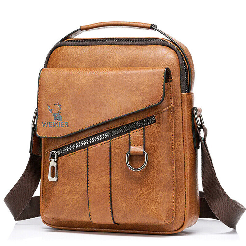Men's Business pu Leather Shoulder/Messenger Bag 8" Handbag Outdoor Sport Bag