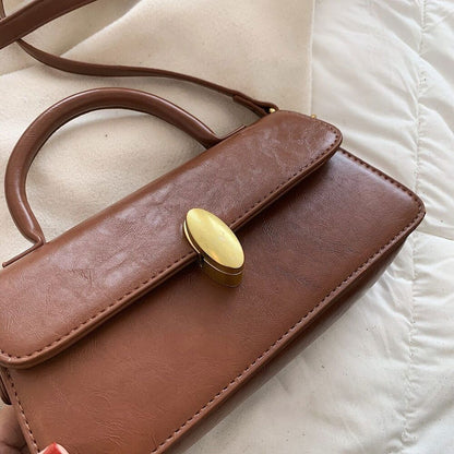 Small Top Handle Crossbody Bags Women Winter PU Leather Handbag Bag