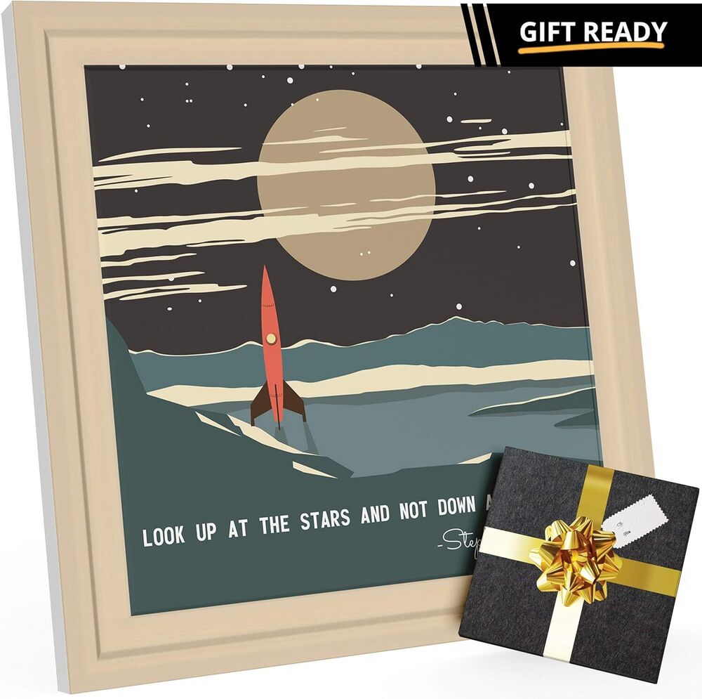 Retro Wall Art Outer Space Themed Decor Astronomy Gift for Kids and Adults 7x7
