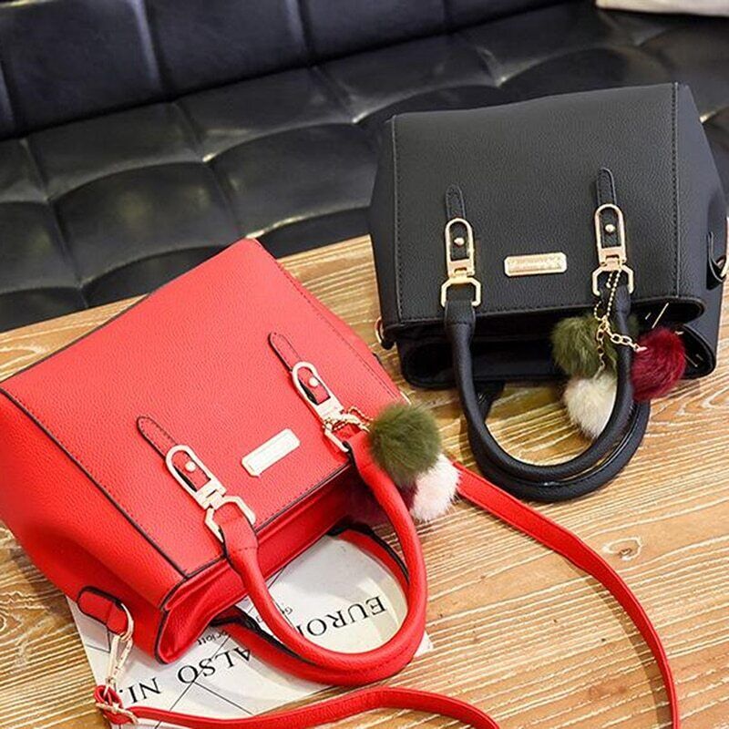 Women Handbag Ladies Bag Handbags PU Leather Pompom Crossbody Shoulder Bags