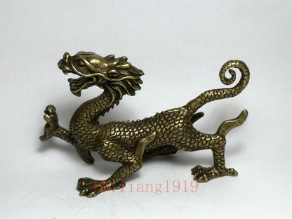 China Bronze Carving Zodiac dragon loong Statue fengshui Ornament Collection