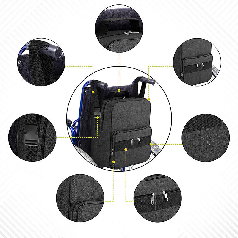 Mobility Scooter Wheelchair Shopping Bag Large Waterproof Armrest Storage Carry