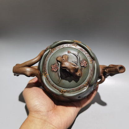 Vintage Chinese Yixing Purple Clay Teapot Zisha Ceramic Plum Blossom Teaware Art