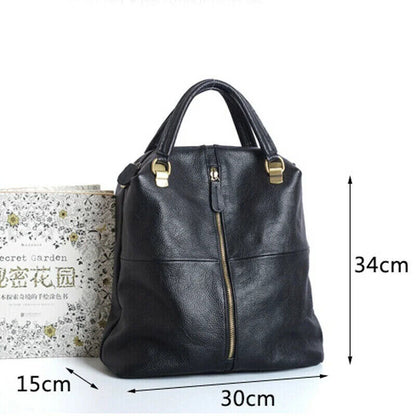 Leather Women Backpack Women's Shoulder Bag Black Leather Handbags Travel Bag
