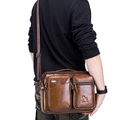 100% Genuine Leather Men's CrossBody Bag 11" Sling Shoulder Bag Business Handbag